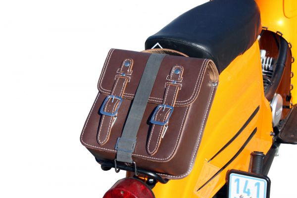 Kleine Leder-Hecktasche z.B für Simson Schwalbe - Braun